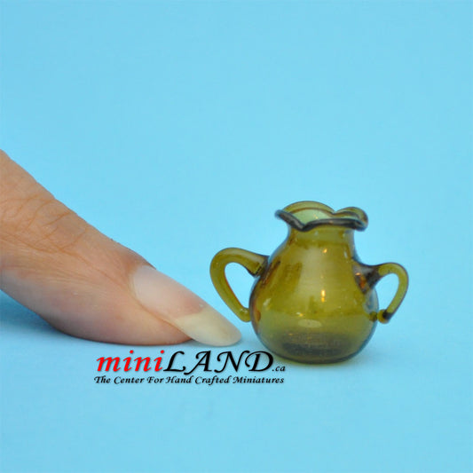 Bocal en verre de couleur marron miniature pour maison de poupée échelle 1:12