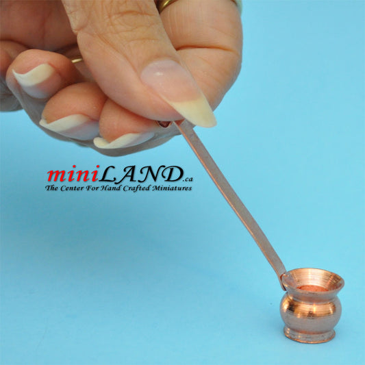 Victorian copper ladle, scoop pot Dollhouse miniature 1:12