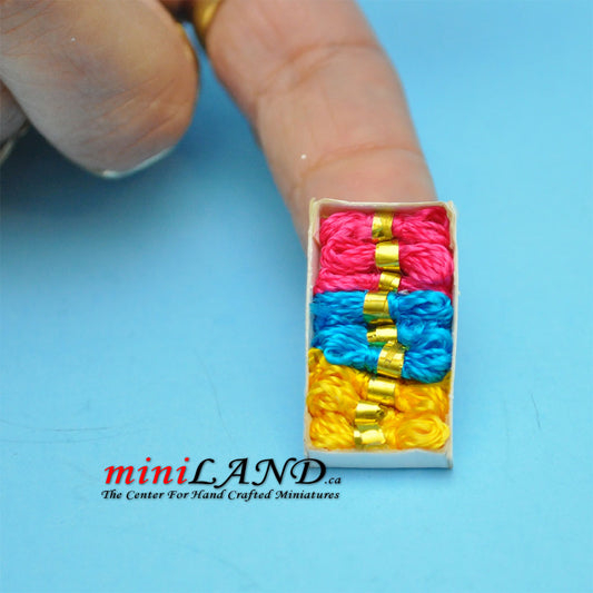Tricloured box of thread dollhouse miniature 1:12 scale