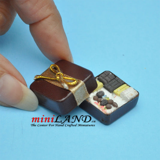 Assorated chocolates in metal gift box dollhouse miniature 1:12 scale