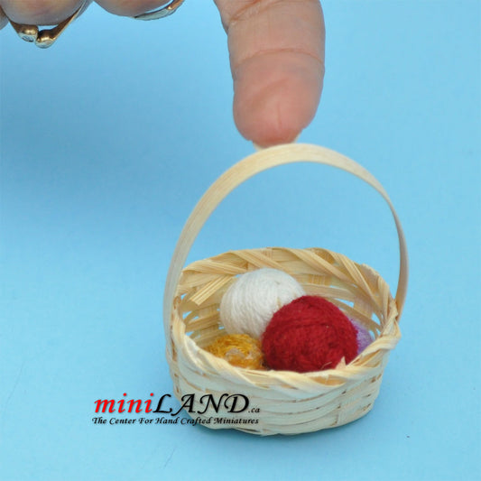 Miniature Knitting Basket with Yarn Balls – 1:6 Scale dollhouse miniatures