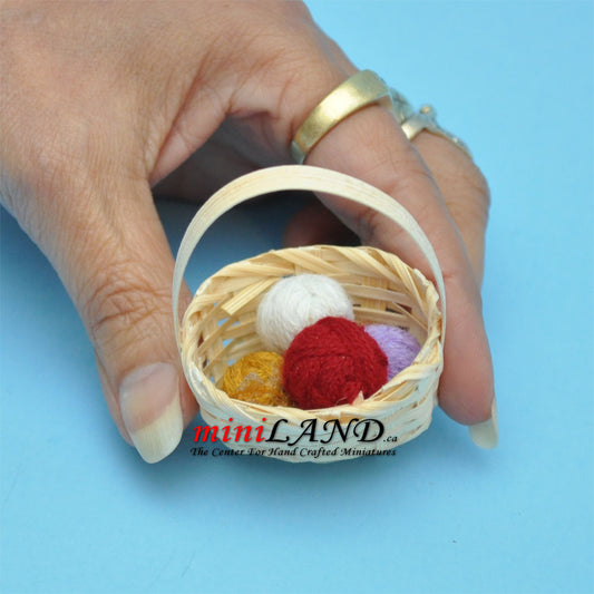 Miniature Knitting Basket with Yarn Balls – 1:6 Scale dollhouse miniatures