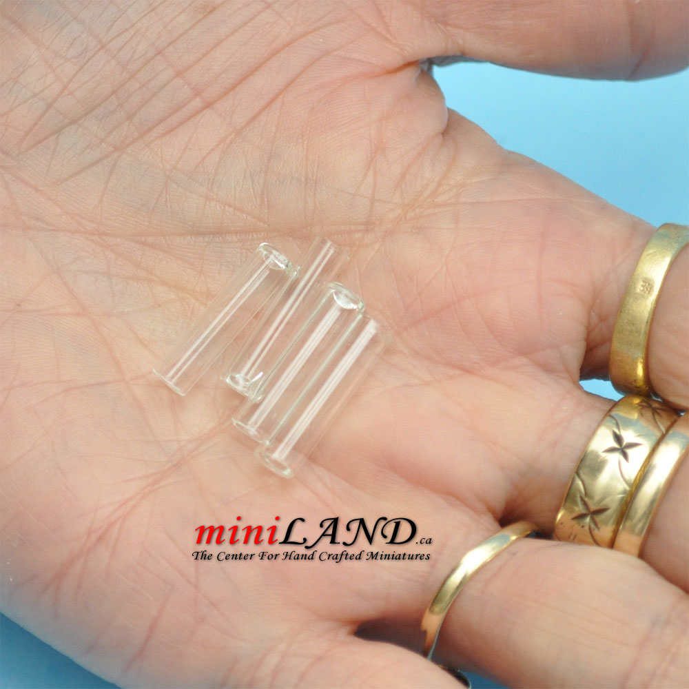 4 piece glass test tube set for dollhouse miniature 1:12 scale