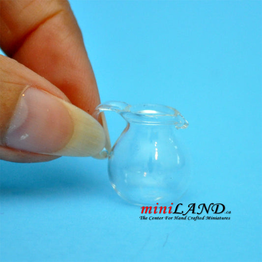 Glass pitcher for dollhouse miniature clear 1:12 scale