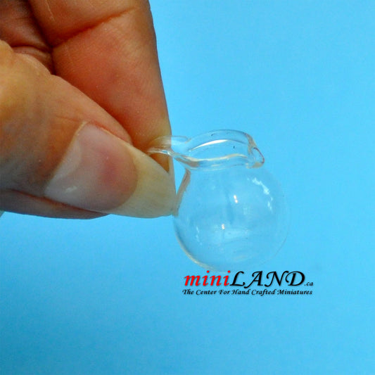 Glass pitcher for dollhouse miniature clear 1:12 scale