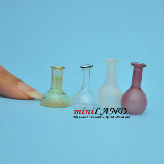 4 piece colourful vases for dollhouse miniature 1:12 scale