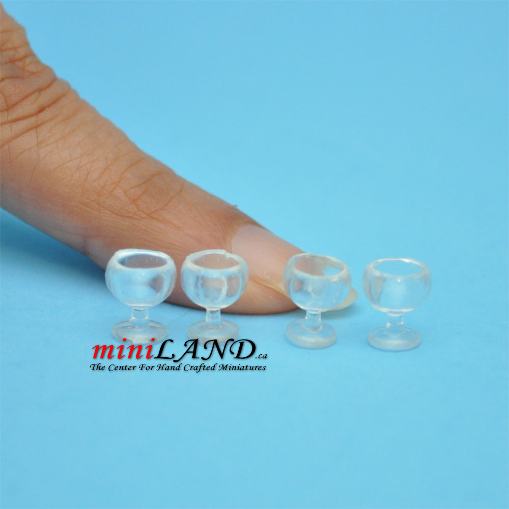 4 piece glass wine glasses Sm for dollhouse miniature 1:12 scale