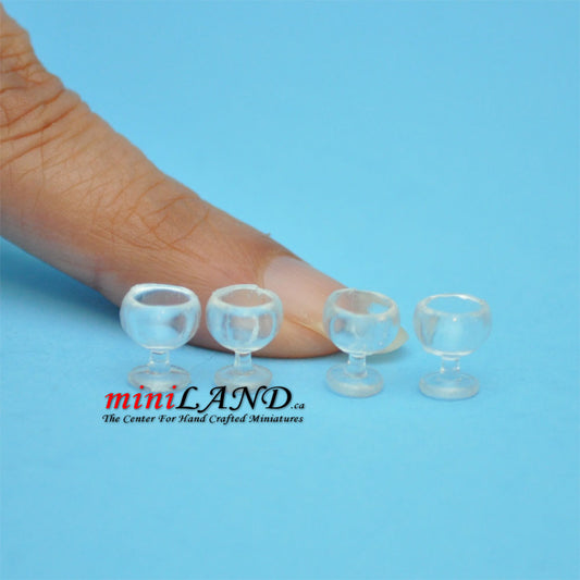 4 piece glass wine glasses Sm for dollhouse miniature 1:12 scale