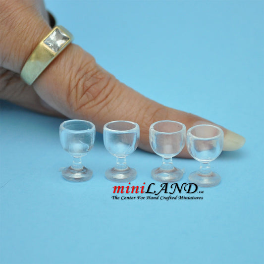 4 piece glass wine glasses Lg for dollhouse miniature 1:12 scale