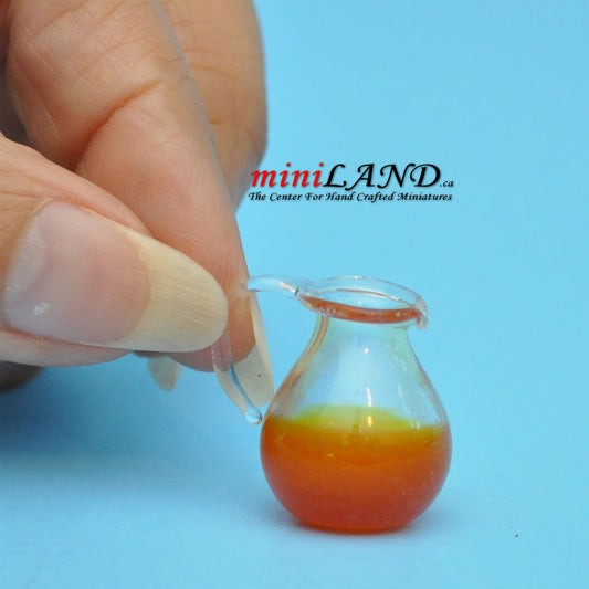 Clear glass pitcher with orange Juice for dollhouse miniature 1:12 scale