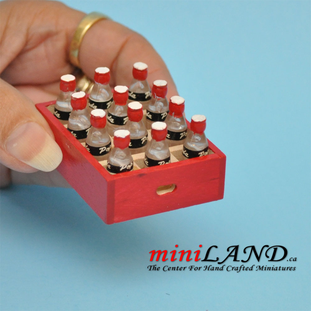 Case of 12 pop bottles  dollhouse miniature 1:12