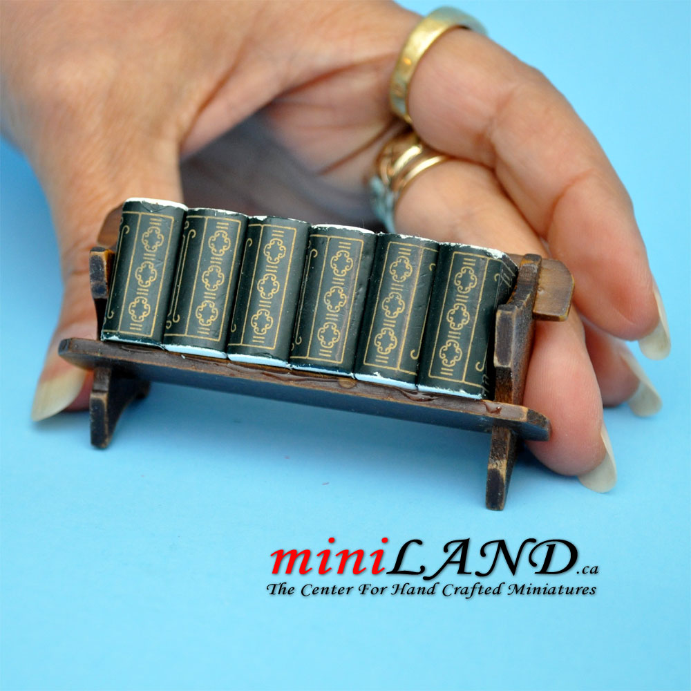 Shelf of book series  dollhouse miniature on shelf  1:12