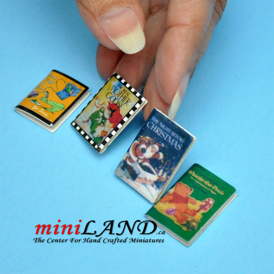 4 piece set of children's books dollhouse miniature 1:12