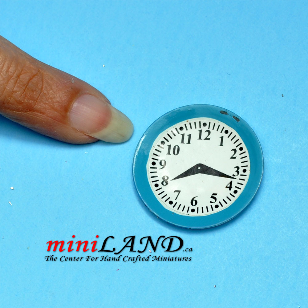 Blaue Wanduhr Puppenhausminiatur 1:12