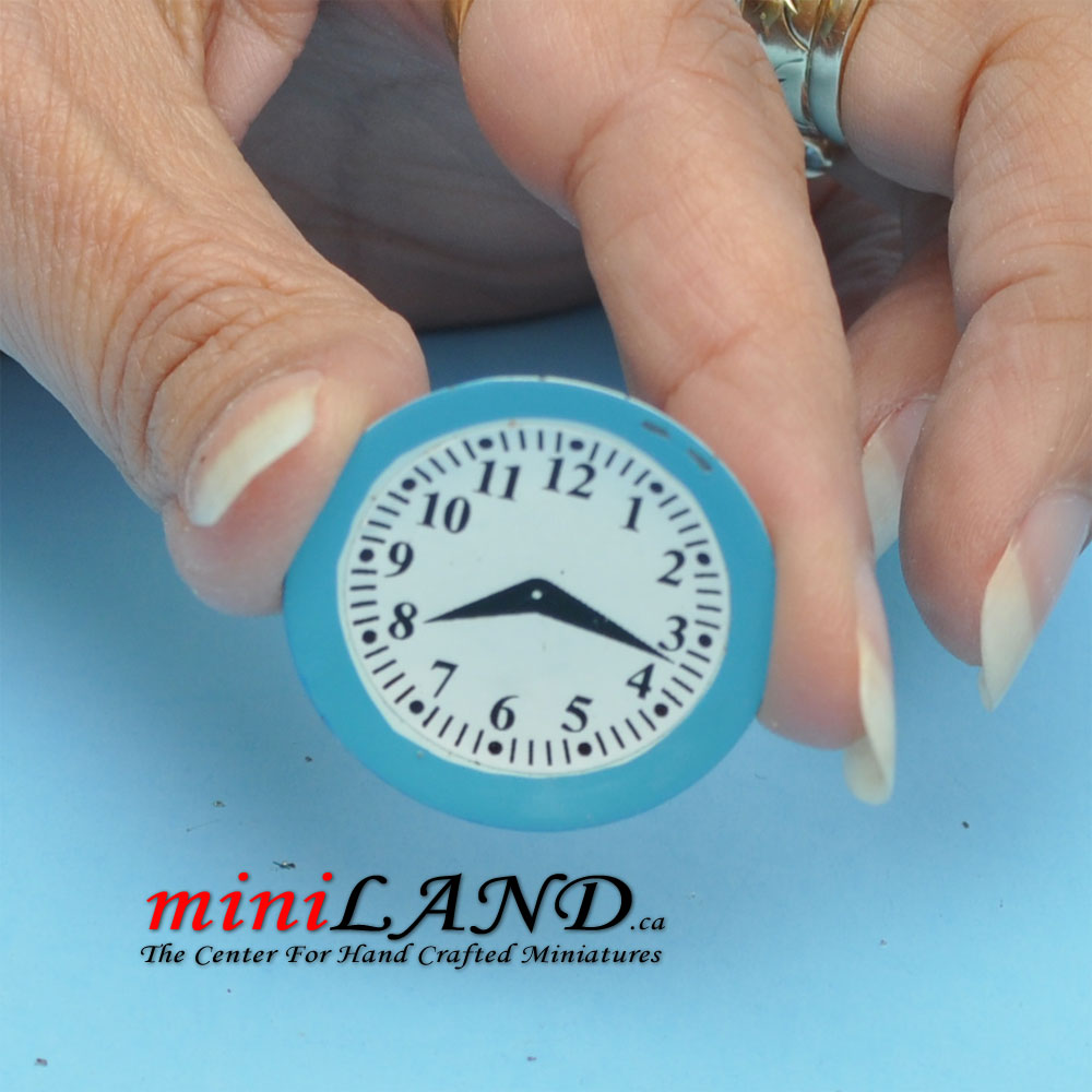 Blaue Wanduhr Puppenhausminiatur 1:12