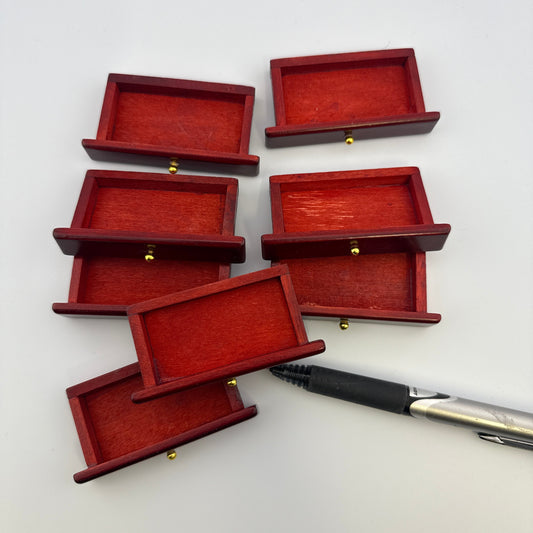 Set of 10 Miniature Mahogany Drawers | Dollhouse Furniture Parts with Gold Knob | 1:12 Scale