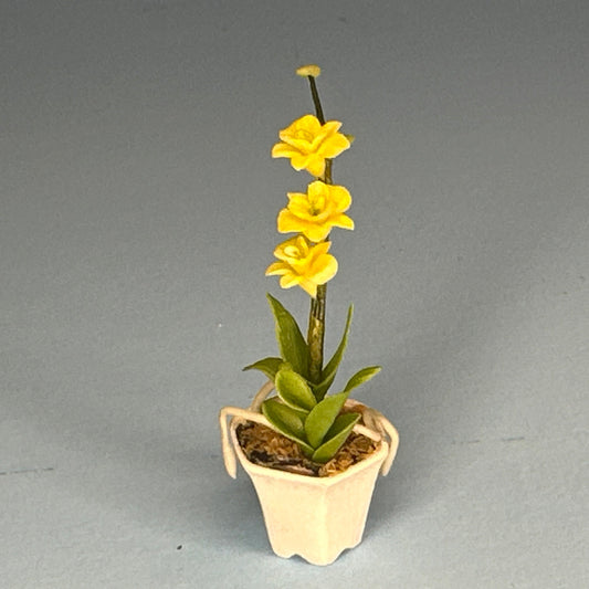House potted  plant pot for dollhouse miniature 1:12 scale  Tall yellow
