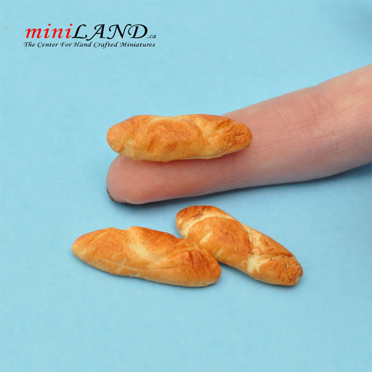 3pcs buns breads French baguettes for 1:12 dollhouse miniature food