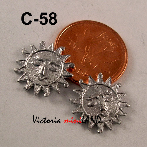 Sun C-58 Lot de 2 miniatures en métal non finies de 1,27 cm de long pour maison de poupée - À faire soi-même