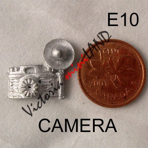 OLD CAMERA 3/4"H unfinished DIY metal miniature for dollhouse - Do it yourself