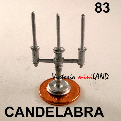 3-LT. CANDELABRA 1-1/2"H unfinished DIY metal miniature for dollhouse - Do it yourself
