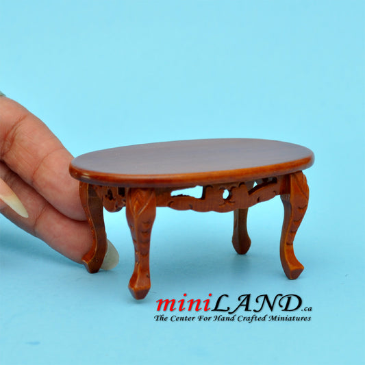 Wooden coffee table with detailing for dollhouse miniature 1:12 MH mahogany