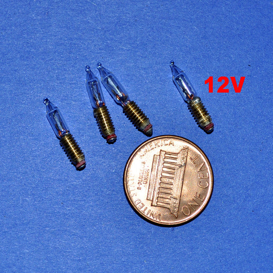 Clearance sale - 4 pack 12V replaceable bulb 12 volt Candle Tip replacement Bulbs for 1:12 Dollhouse,  white light