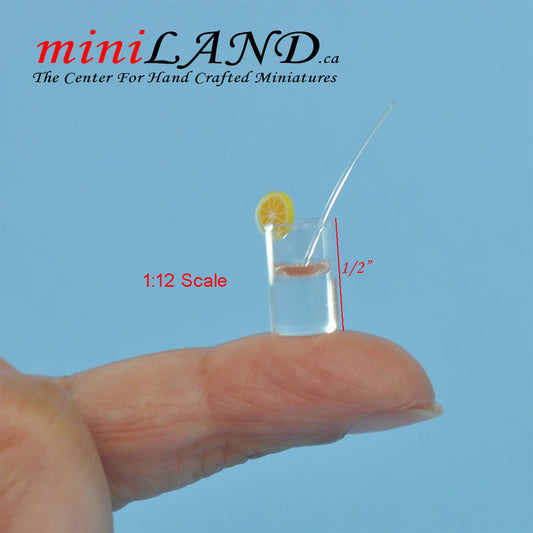 Miniature handmade Glass of water with lemon 1:12 Dollhouse Kitchen Accessories food drink