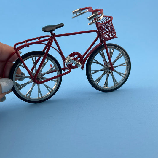Dollhouse Miniature – Red Bicycle with Basket