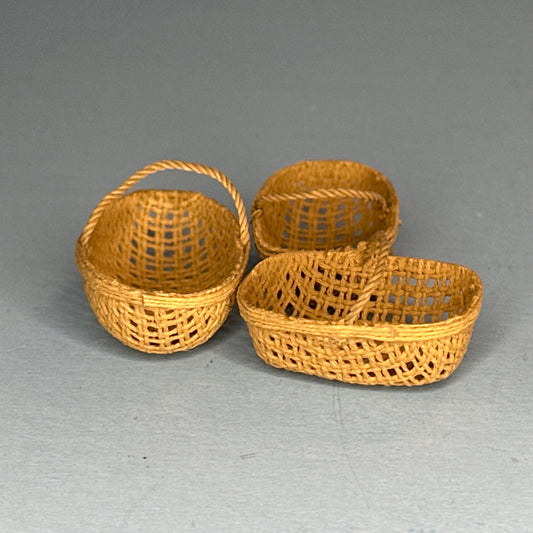 1:12 Scale Miniature Wicker Basket Set – 3 Pieces