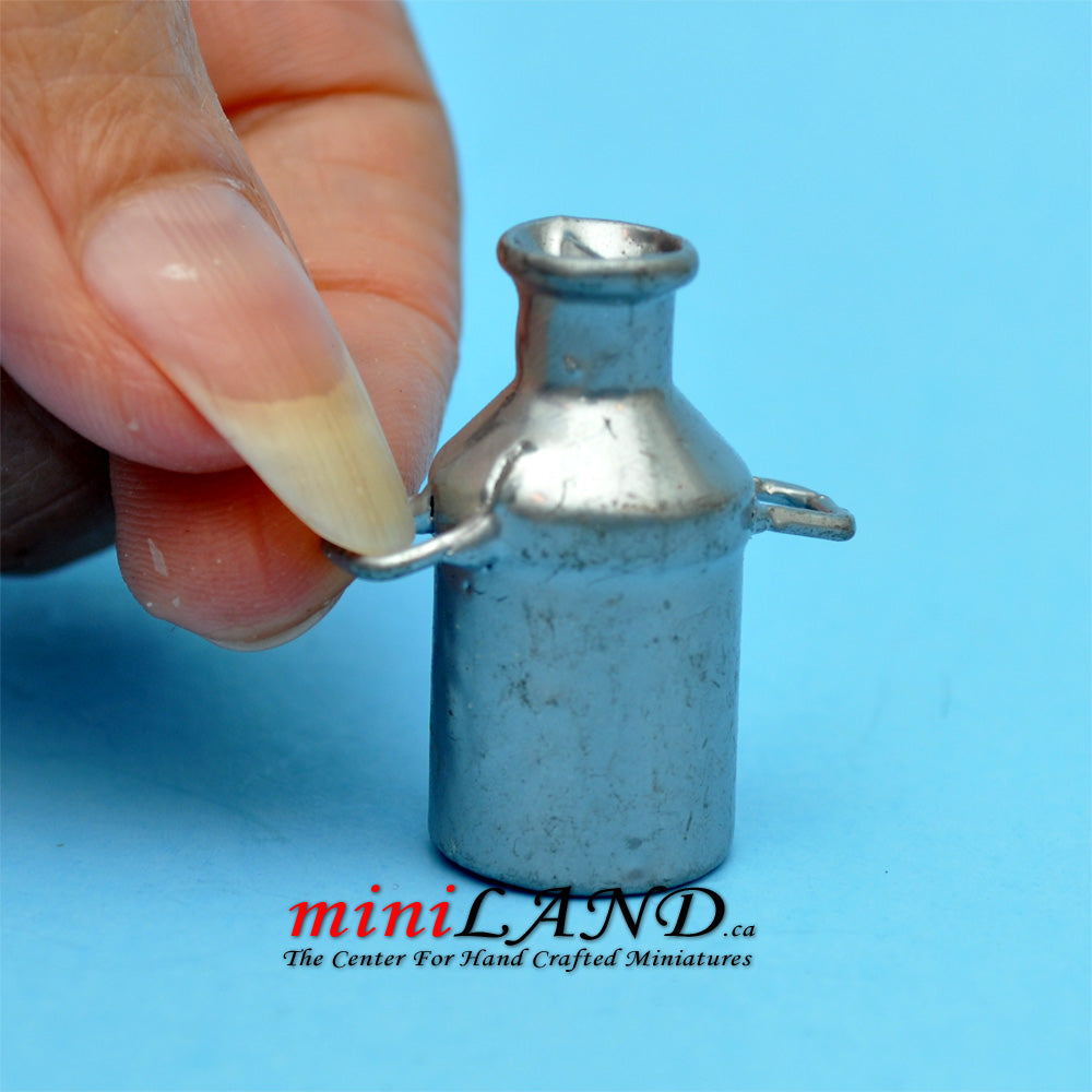 Metal farm milk jug container Dollhouse miniature 1:12