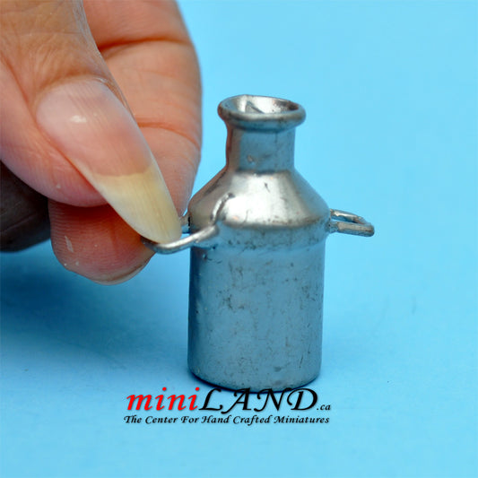 Metal farm milk jug container Dollhouse miniature 1:12