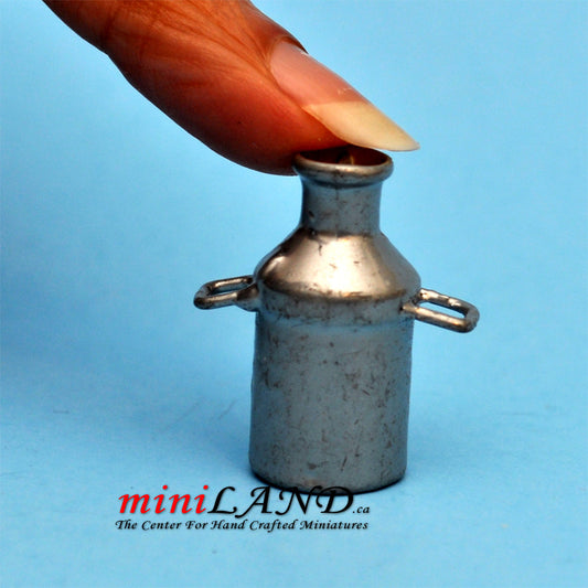 Metal farm milk jug container Dollhouse miniature 1:12