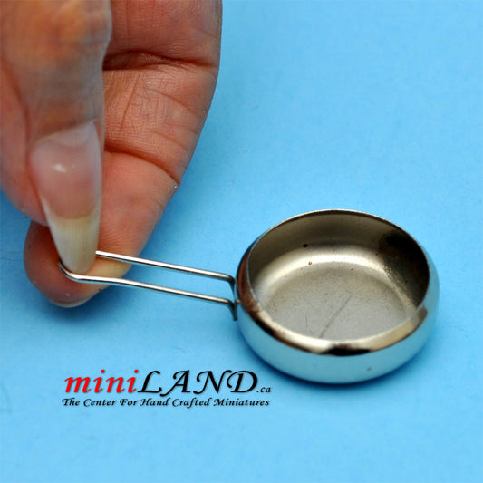 Silver wok stir-fry pan Dollhouse miniature 1:12