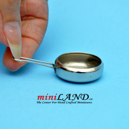 Silver wok stir-fry pan Dollhouse miniature 1:12