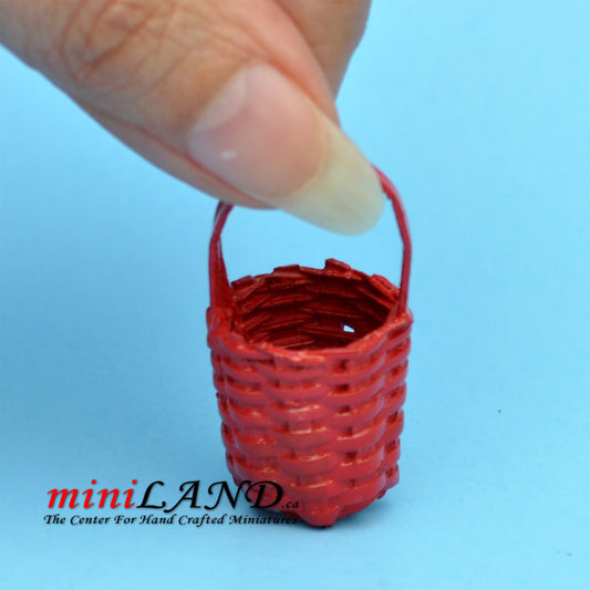 Red Wicker Baskets for Fruits, Flowers, Vegetables – Dollhouse Miniature 1:12