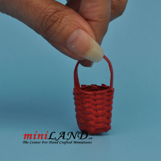 Red Wicker Baskets for Fruits, Flowers, Vegetables – Dollhouse Miniature 1:12
