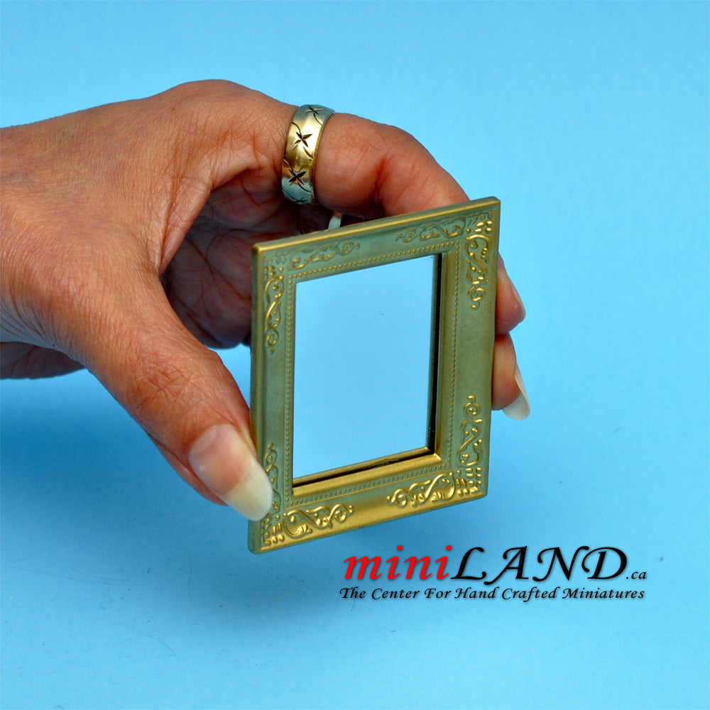 Mirror with gold frame dollhouse miniature 1:12