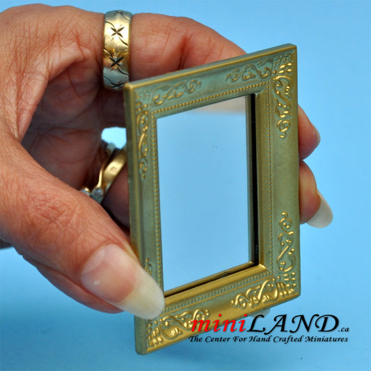 Mirror with gold frame dollhouse miniature 1:12