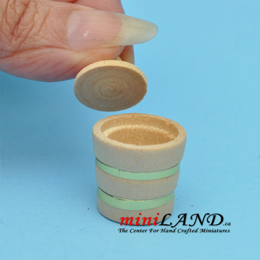 Wooden jar with lid dollhouse miniature 1:12