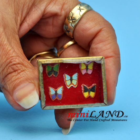 Butterfly showcase dollhouse miniature 1:12 picture metal