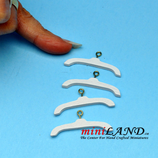 4 White Hangers dollhouse miniature 1:12
