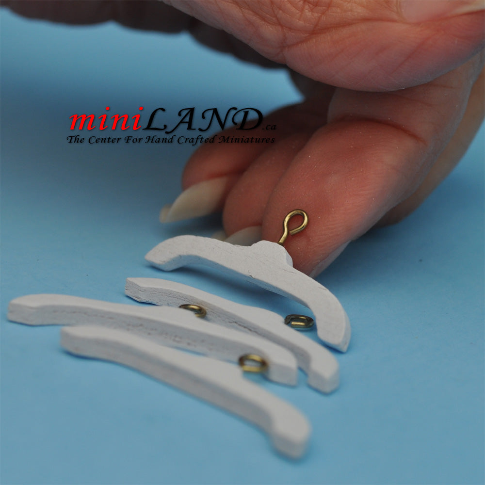 4 White Hangers dollhouse miniature 1:12