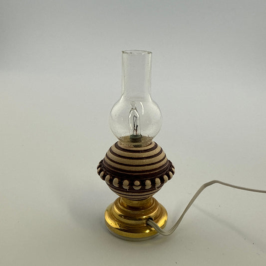 Miniature Spanish-Style Table Lamp | 12V Dollhouse Light 1:12 | Brown-White Pattern