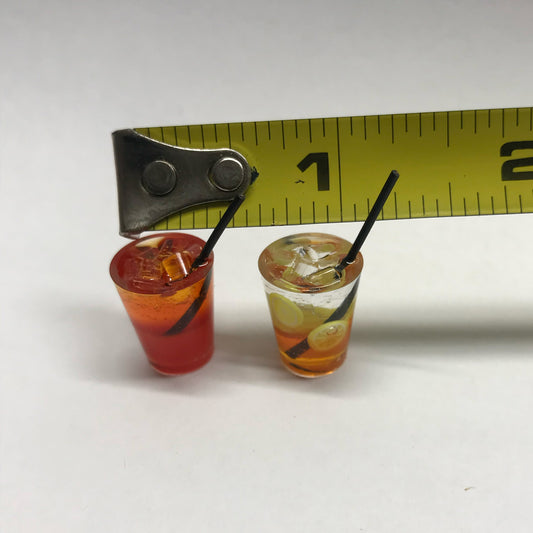 Miniature handmade cold tea with lemon 1:12 Dollhouse Kitchen Accessories food  glass drink