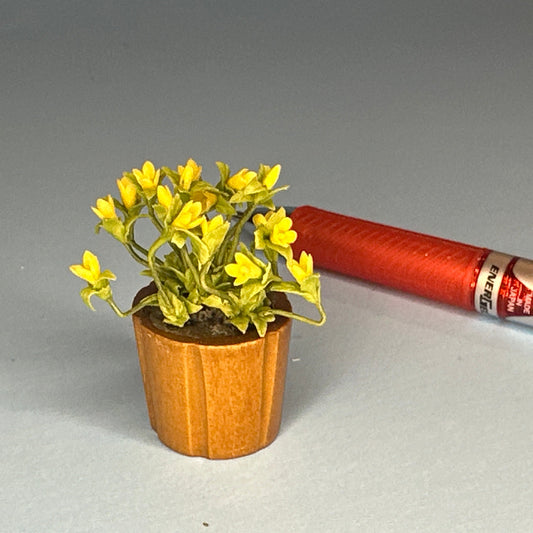 House potted  plant pot for dollhouse miniature 1:12 scale  large yellow