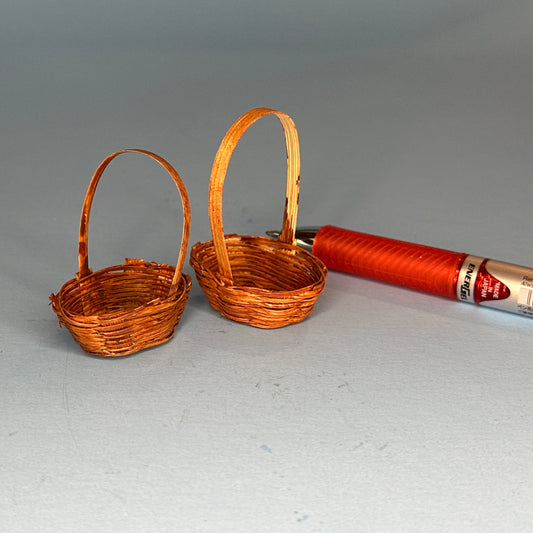 1:12 Scale Miniature Wicker Basket Set – 2 Pieces