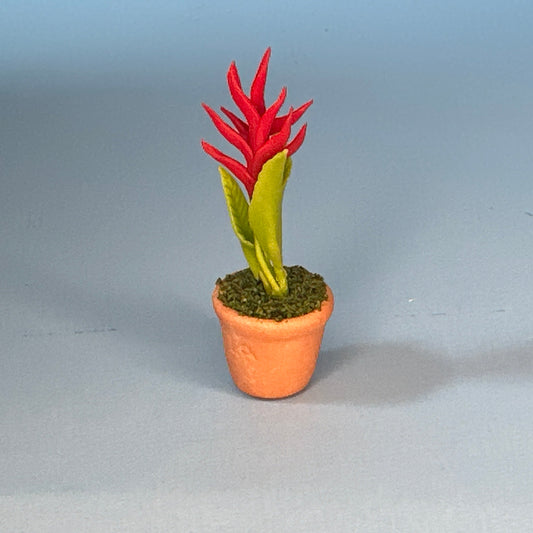 House potted  plant pot for dollhouse miniature 1:12 scale  Red Flowers