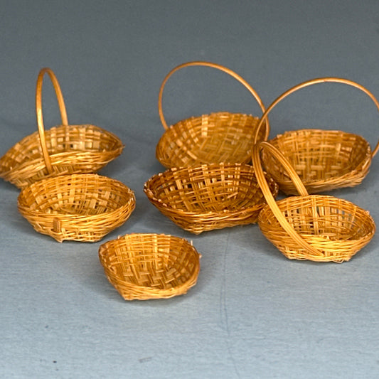1:12 Scale Miniature Wicker Basket Set – 7 Pieces