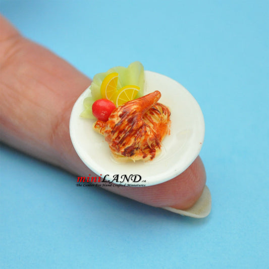 Repas sur assiette canard pour maison de poupée miniature échelle 1:12 Fait main